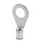 Metallic cable lug end piece with a round ring, suitable for twisting cables and connecting to screw terminals.