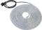 A coiled LED fairy light string with a transparent cable and power plug. Ideal for decorative lighting or festive use.