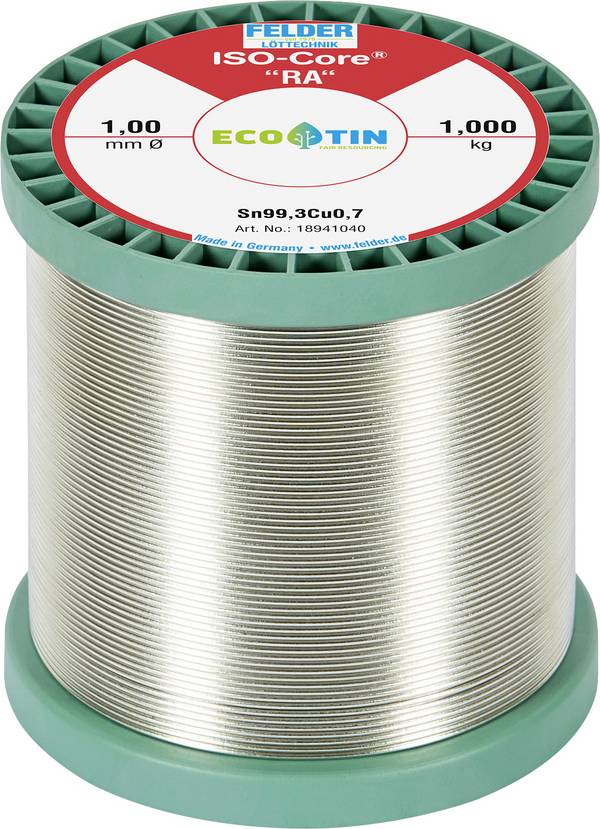 Felder ISO-Core "RA" Sn99Cu1 Solder, lead-free Reel Sn99,3Cu0,7 1.000 kg 1 mm