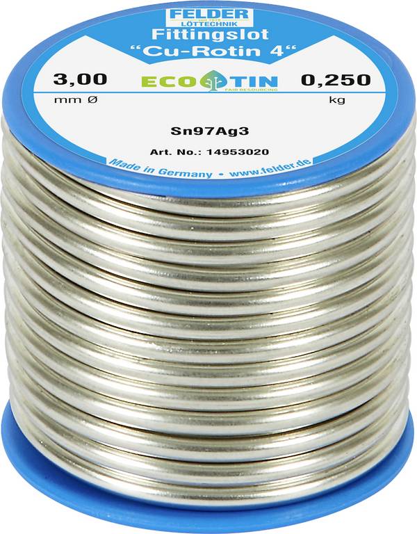 Felder Cu-Rotin® 4 Solder Reel, Lead-free Sn97Ag3 250 g 3 mm