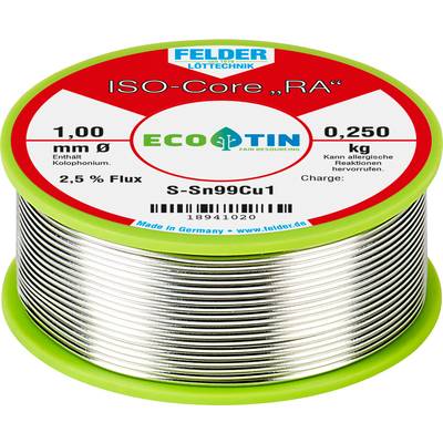 Felder Löttechnik ISO-Core "RA" Sn99Cu1 Solder, lead-free Reel Sn99,3Cu0,7  0.250 kg 1 mm