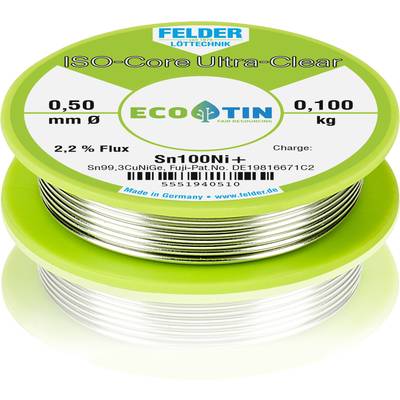 Felder Löttechnik ISO-Core "Ultra-Clear" Sn100Ni+ Solder, lead-free Reel Sn99,3CuNiG  0.100 kg 0.5 mm