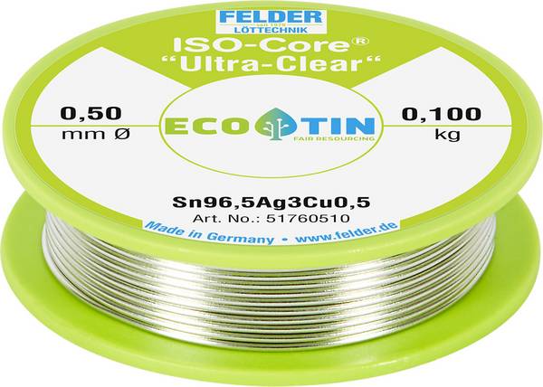 Felder ISO-Core "Ultra Clear" SAC305 Solder Reel Sn96,5Ag3Cu0,5 0.100 kg 0.5 mm