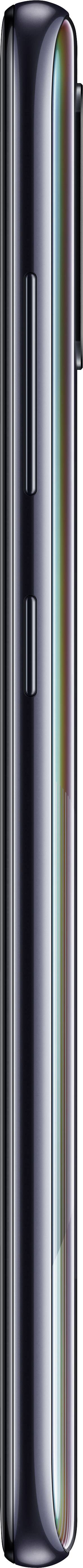 Side view of a modern smartphone with a glossy, dark surface and side buttons.