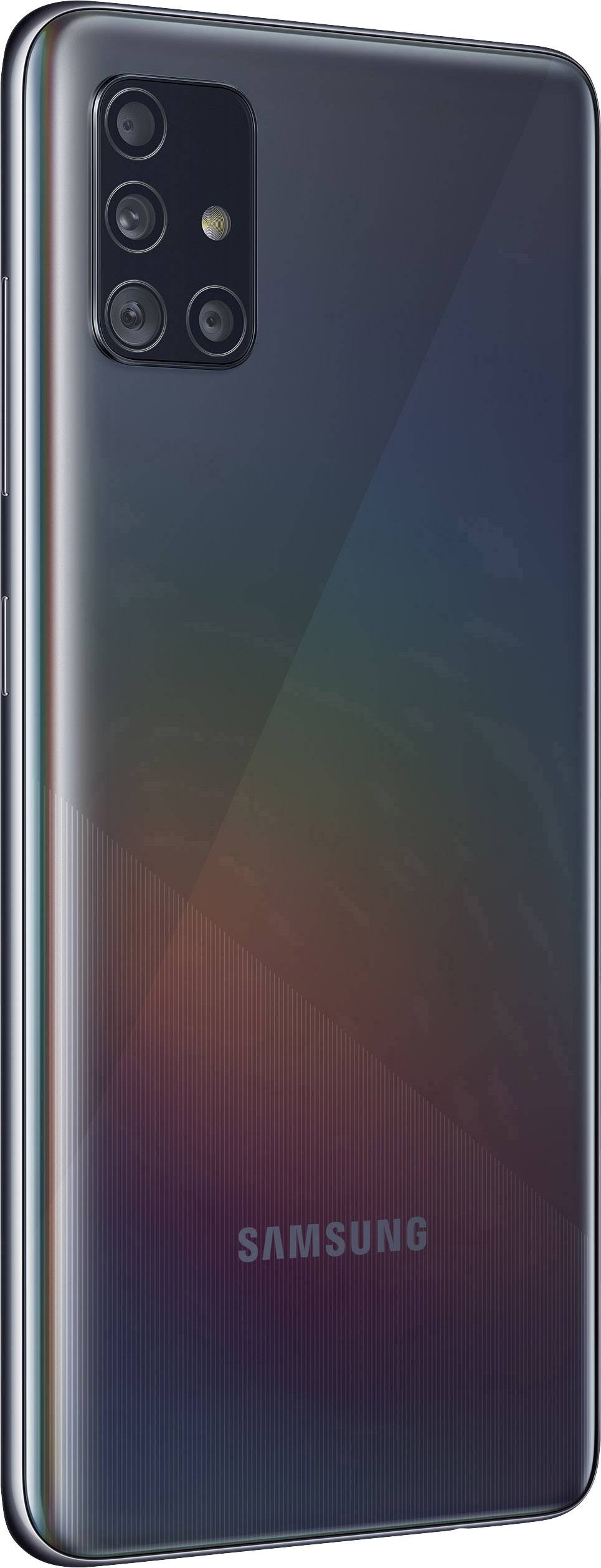 A Samsung smartphone with a glossy back and multiple camera lenses in the top left corner.