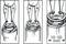 Three illustrations show pliers opening a retaining ring on a cylinder. The distance ranges from 10-50 mm.