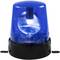 A blue beacon light on a black base, often found on emergency vehicles, signals an emergency situation.