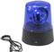 Blue light with a black base and network switch, alongside a cable with a plug connection.