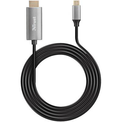 A black HDMI cable with silver connectors at both ends, suitable for connecting devices with HDMI ports.
