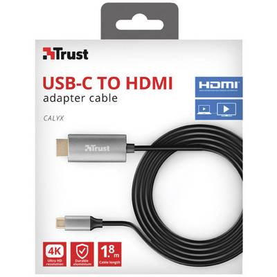 Trust USB-C® / HDMI Adapter cable USB-C® plug, HDMI-A plug 1.80 m Black 23332 4K UHD USB-C® screen cable-5