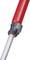 A red, telescopic handle of a tool with a black, rotatable locking mechanism for length adjustment.