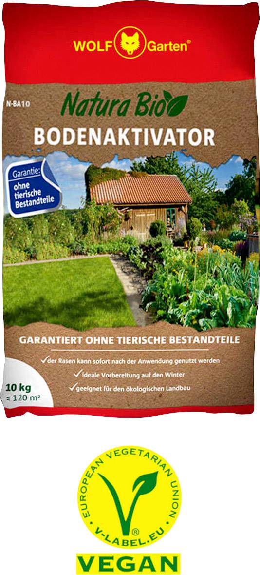 'Soil Activator Natura Bio by WOLF-Garten, 10 kg, for 120 m², without animal components. Ideal for organic farming.'