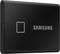 External Samsung hard drive with a black casing and a fingerprint scanner, suitable for data storage and security.