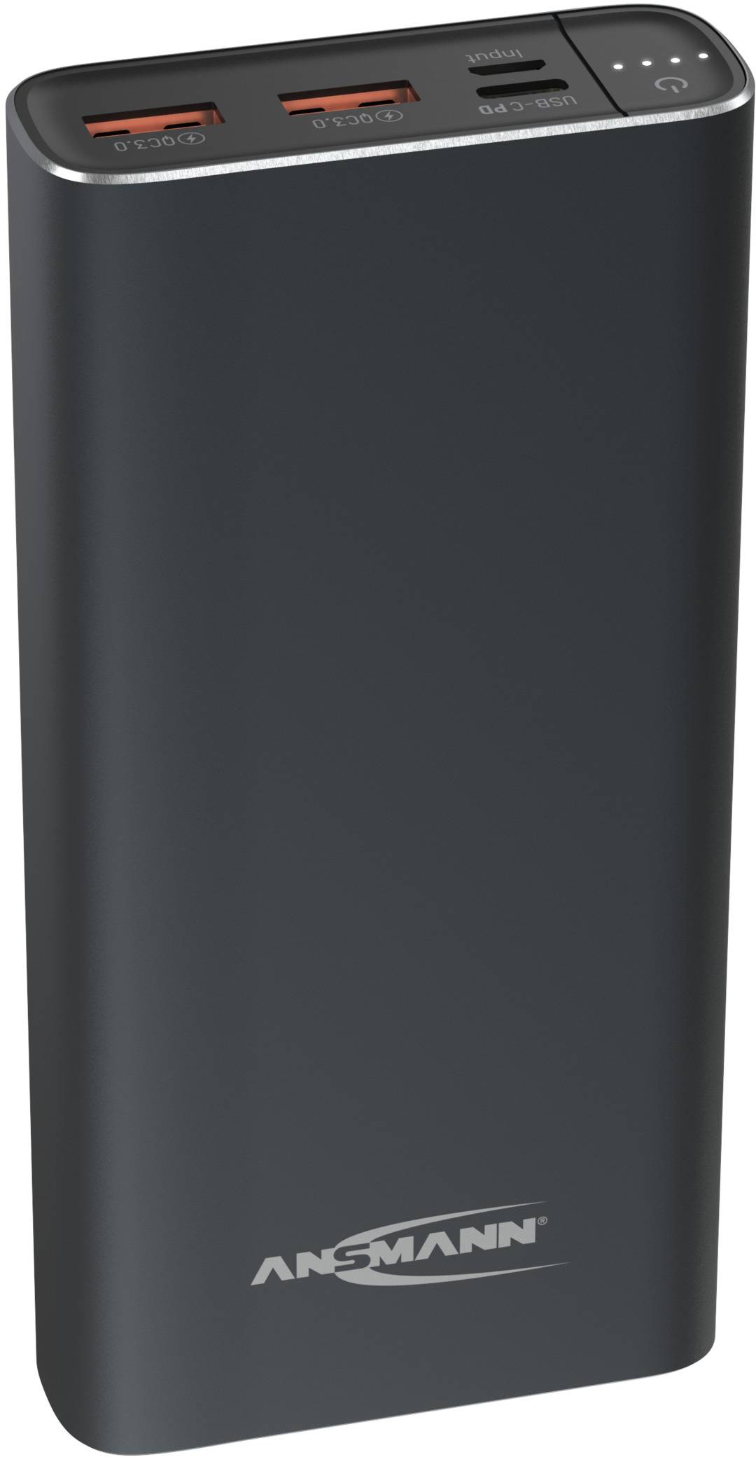Ansmann 20Ah PD Power bank 20000 mAh Power Delivery, Quick Charge 3.0 LiPo Black Status display-3