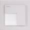 A rectangular LED wall light in a minimalist design with a white light field on a silver background.