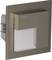 A modern, square wall light with a brushed metal frame and a white, rectangular light panel, suitable for corridors.