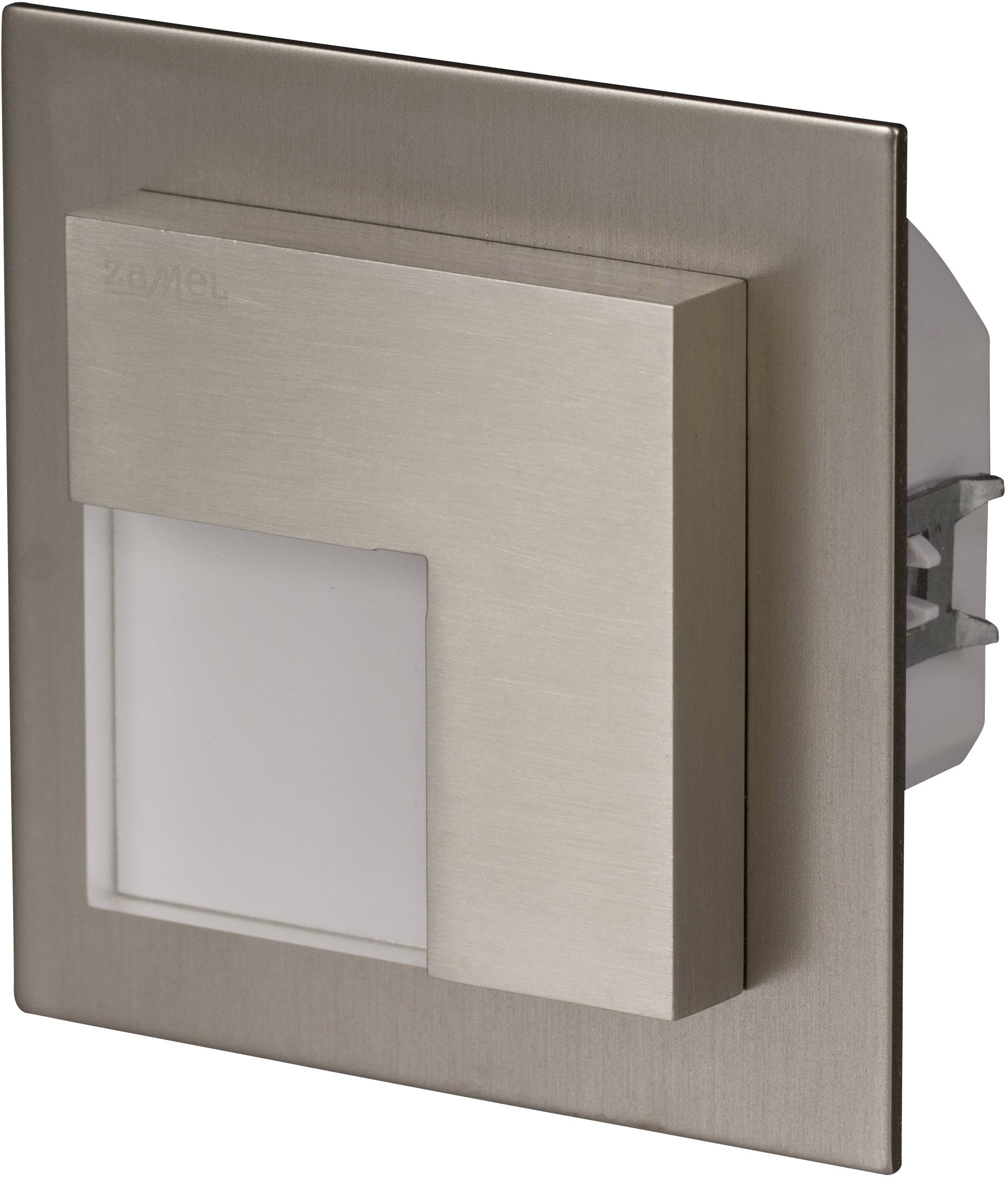 Wall-mounted LED stair tread light made of stainless steel with a square design and matt finish. Ideal for illuminating corridors.