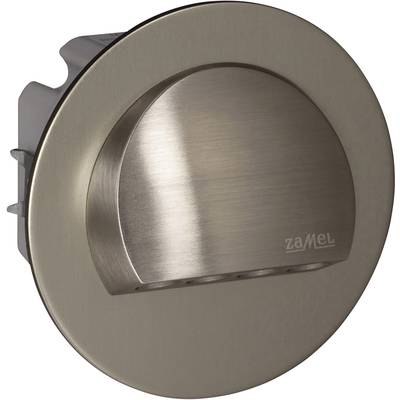 Metallic round wall light with a semi-circular projection and vertical light exit openings, suitable for modern interior spaces.