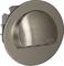 Metallic round wall light with a semi-circular projection and vertical light exit openings, suitable for modern interior spaces.