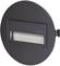 Round, black recessed LED wall light with a rectangular window in the centre and side mounting bracket.