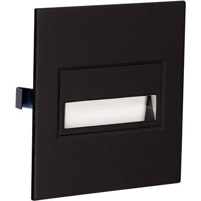 A black rectangular recessed wall light with a narrow, horizontal, transparent section for illumination.