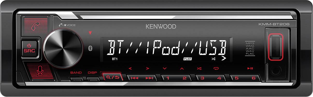 Kenwood KMM-BT206 Car stereo Steering wheel RC button connector, Bluetooth handsfree Conrad.com