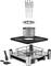 Fondue set with pot, forks and hot plate. A pot hovers over a rectangle with space for forks. Control buttons are visible at the bottom.