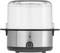 A silver egg boiler with a transparent lid, suitable for cooking multiple eggs simultaneously.
