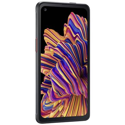 A smartphone with a display showing an abstract, colourful pattern.