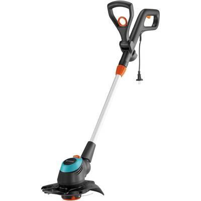 Electric lawn trimmer with ergonomic handle and adjustable cutting head, perfect for precise lawn edge maintenance.