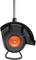 A lawn trimmer with a black housing and orange spool. Suitable for maintaining lawn edges and hard-to-reach areas.