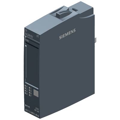 Industrial electronics module with 'SIEMENS' labelling, grey housing, displaying connections and technical specifications on the front panel.