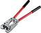 Hand crimping pliers with red handles, metal head with multiple screws and lever mechanism, suitable for pressing cable lugs.