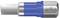 Metallic hexagonal bit with blue casing, bearing the 'wiha' inscription, used for screw-related tasks.