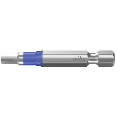 A screwdriver bit in silver colour with a blue marking. The word 'wiha' is visible on the bit.