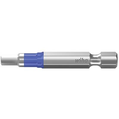 Screwdriver bit with blue-marked hexagonal head and 'wiha' logo. Designed for precise handling in tool applications.