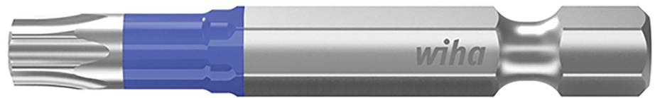 A silver bit adaptor with a blue section and the inscription 'wiha', suitable for screw-related work.