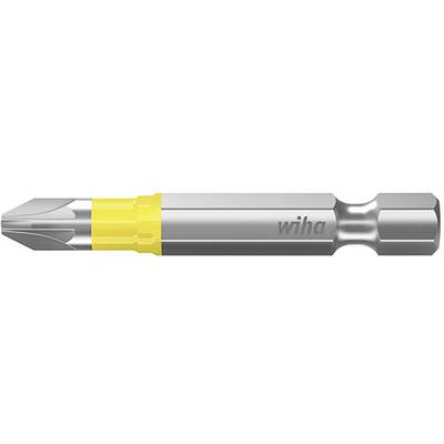 A cross-head screwdriver bit with a yellow-marked shaft. The shaft is marked with the inscription 'wiha'.