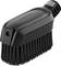 A black cleaning brush with dense bristles and an ergonomic handle, suitable for thorough dirt removal.