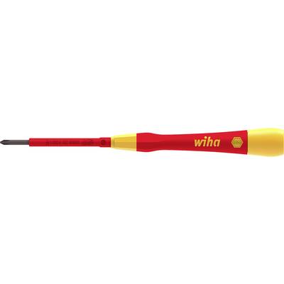 A red screwdriver with yellow accents and a black cross-head tip. The brand name and logo are visible on the handle.