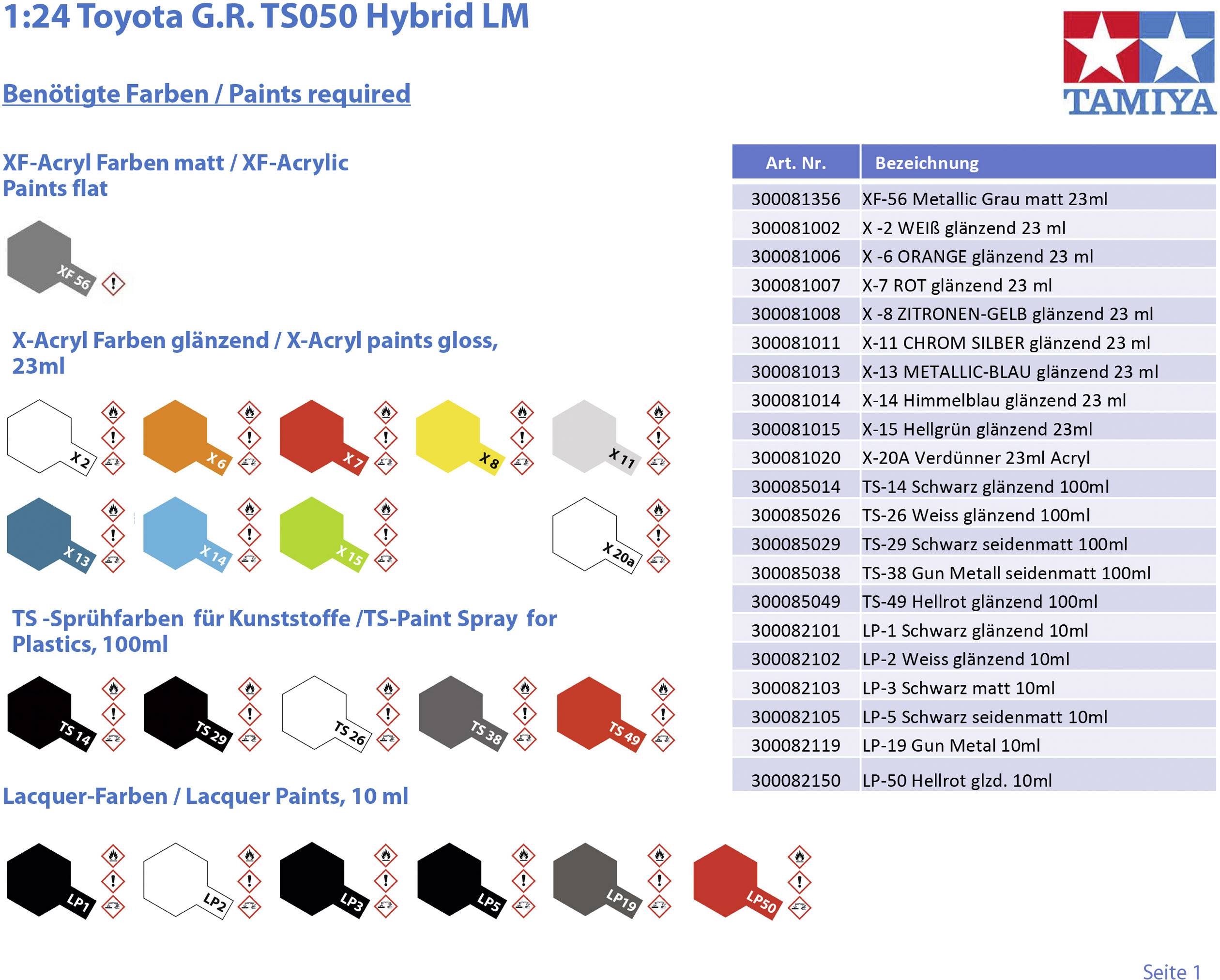 Tamiya 24349 Toyota G.R. TS050 Hybrid LM F103GT Model car assembly kit 1:24-10