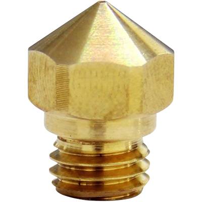 Gold-coloured, conical nozzle tip, likely for a 3D printer, with a thread on the underside for attachment.
