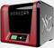 A 3D printer with a black and red casing, displaying control elements on the front panel and the lettering 'XYZ' on the side.
