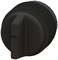Black rotary knob with a knurled edge and central handle for handling, typically used for controlling devices or machines.