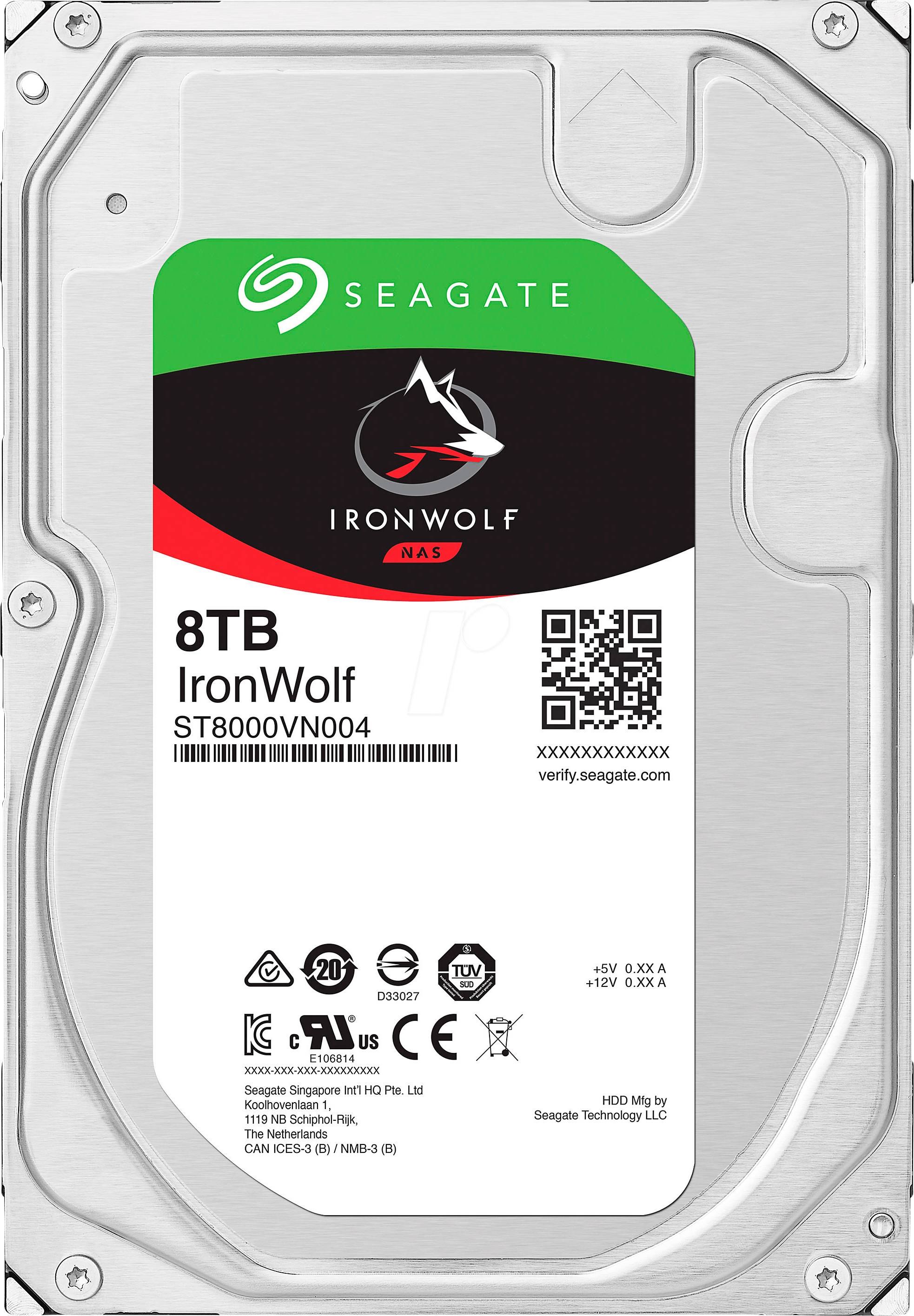 Seagate IronWolf™ 8 TB 3.5 (8.9 cm) internal HDD SATA III ST8000VN004 Bulk