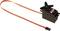 A black servo with a cross-arm attachment and a multi-coloured cable. Used in model-making and robotics.