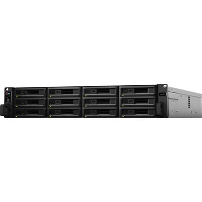 'Black network storage server with twelve bays, silver sides'