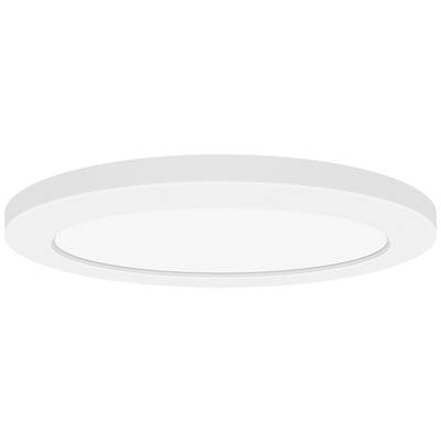 Flat, round, white LED ceiling spotlight with minimalist design, suitable for modern interiors.