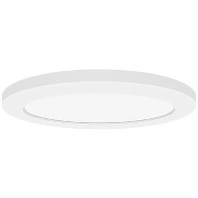 A round, white LED ceiling light with a flat design, suitable for modern interiors.