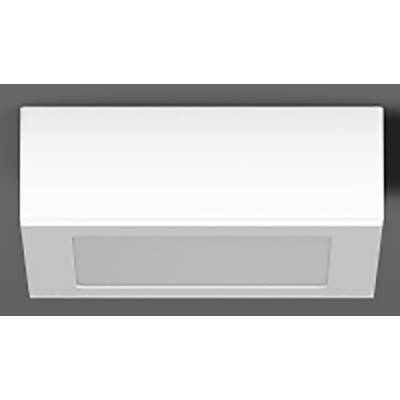 White, rectangular light fitting on a grey background, simple and modern design.